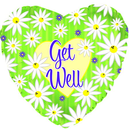 Get Well Green Stripes and Daisies